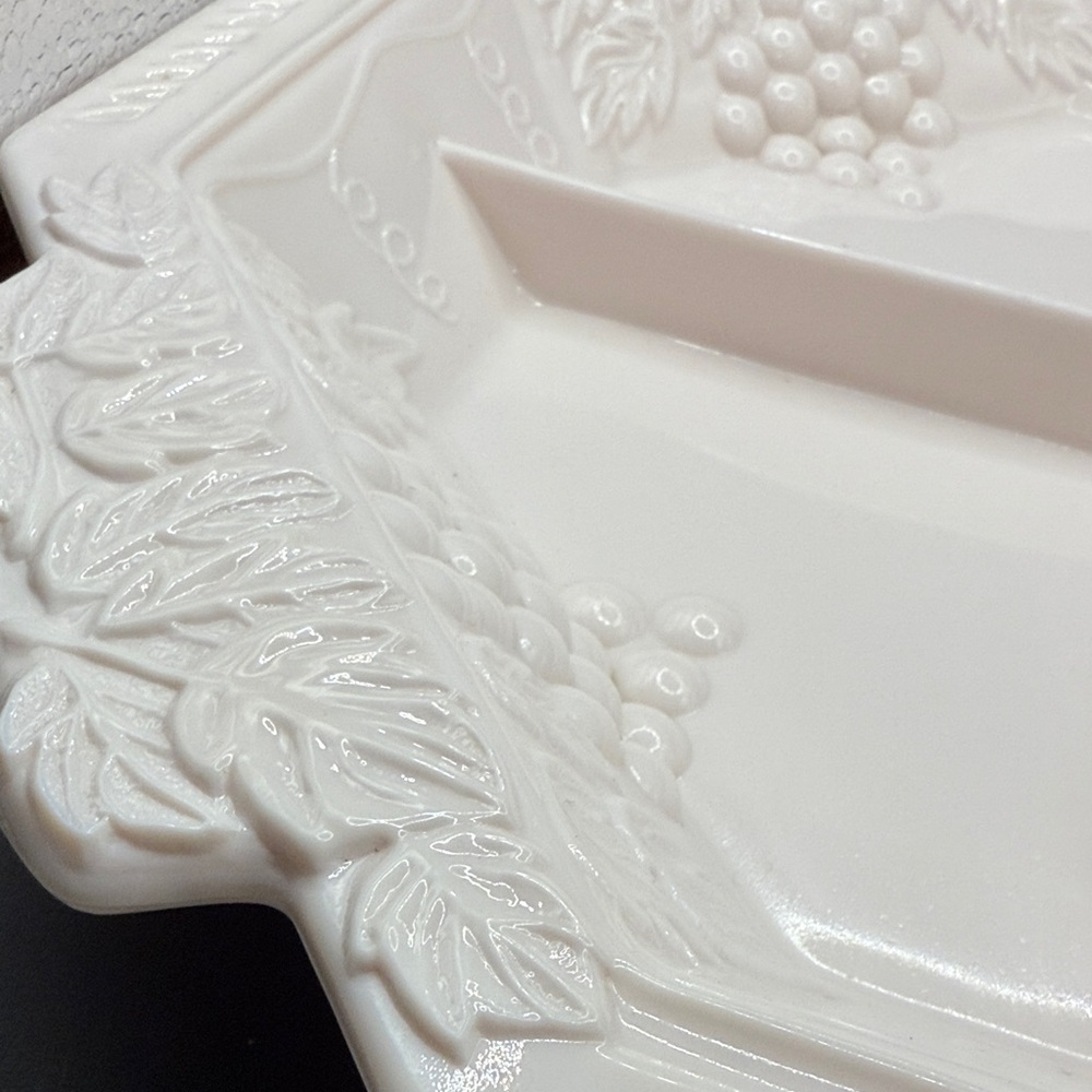 Pink Milk Glass Platter Fruit Motif - Picture 2 of 5